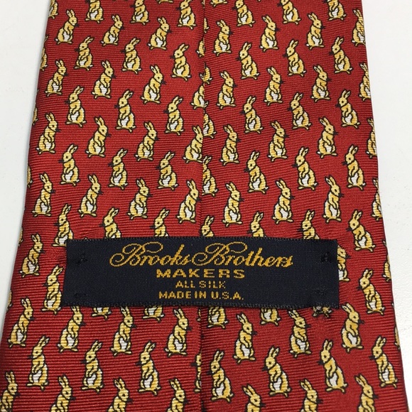 Men’s Necktie Brooks Brothers Yellow Bunny Rabbit - Picture 7 of 8